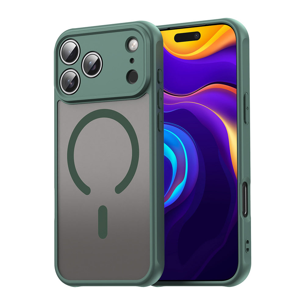 Hibridni ovitek "HaloFrost II MagSafe" za iPhone 17 Pro Max - green
