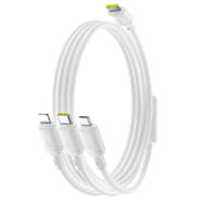 Polnilni in podatkovni 100W kabel Baseus "Silky" 3v1 USB-C v Micro-USB, Lightning in USB-C - 1.5 m - Moon White