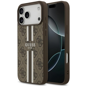 Originalen trden TPU ovitek Guess "4G Stripes MagSafe" za iPhone 17 Pro Max - rjav