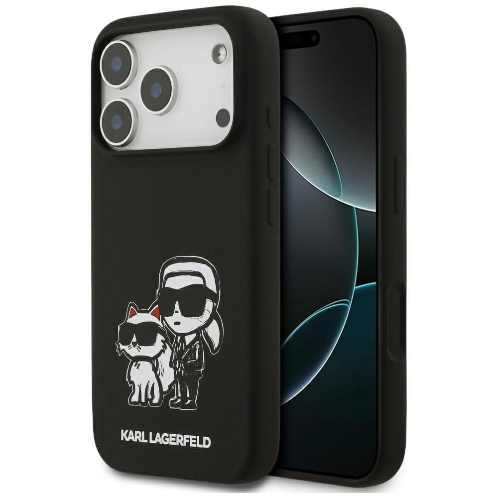Originalen ovitek Karl Lagerfeld "Black Karl and Choupette Magsafe" za iPhone 17 Pro - črn
