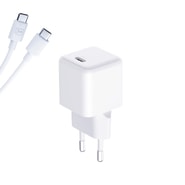 Stenski polnilec 3mk "HyperCharge" s PD 25W USB-C izhodom in GaN tehnologijo + USB-C kabel - white Stenski polnilec 3mk "HyperCharge" s PD 25W USB-C izhodom in GaN tehnologijo + USB-C kabel - white