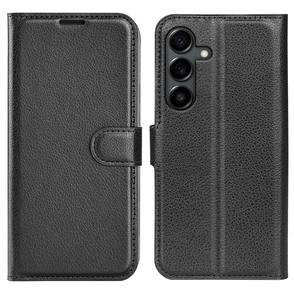 Etui "Litchi" za Samsung Galaxy S25 FE - črn