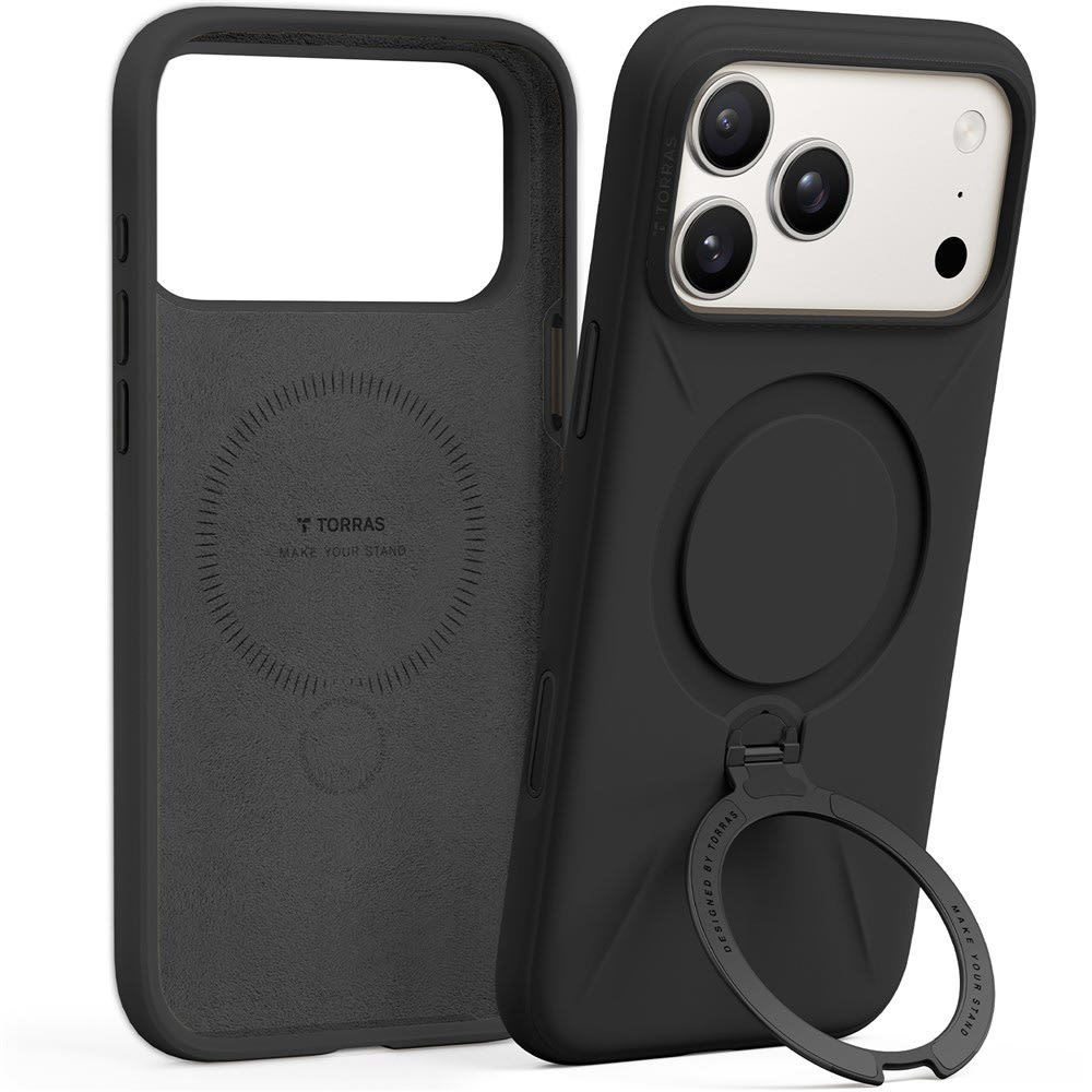 Premium ovitek Torras "QPRO Silicone" za iPhone 17 Pro Max - črn