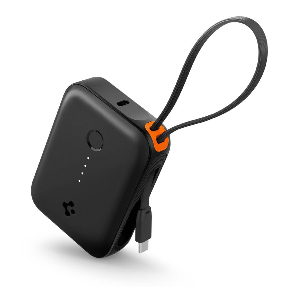Premium 30W power bank Spigen Essential EA3010BT - 10000mAh z vgrajenim USB-C kablom - black