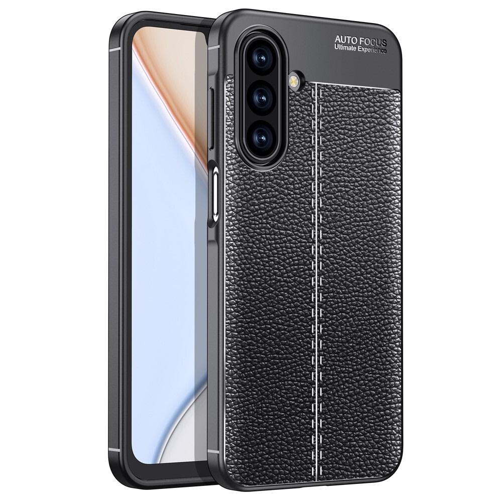 Eleganten gel ovitek Elite Guard z usnjeno teksturo in zaščito robov za Samsung Galaxy A17 4G / A17 5G - obsidian black