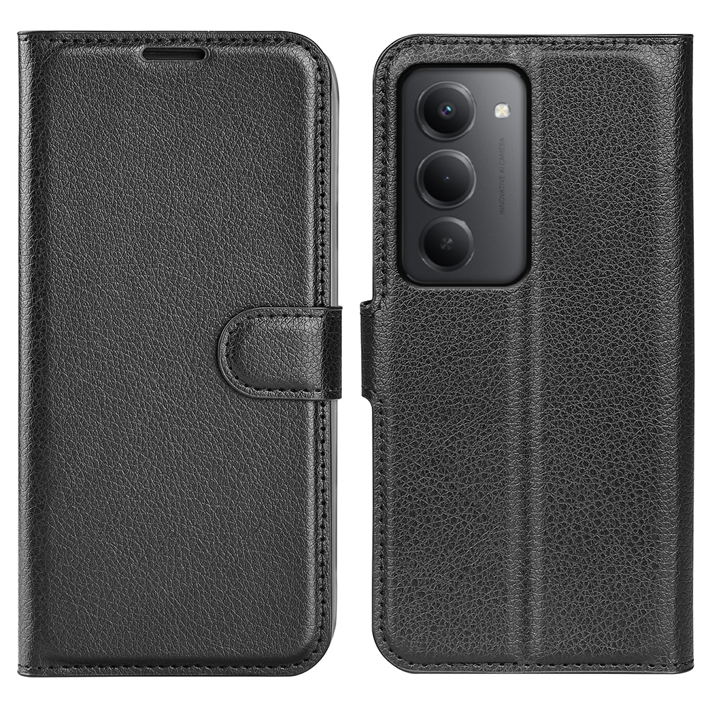 Etui "Litchi" za Xiaomi Redmi 15 4G / Redmi 15 5G - črn