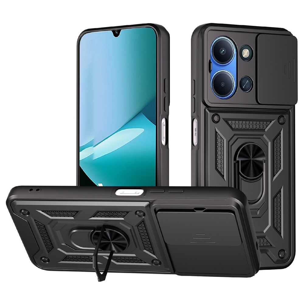 Oklepni ovitek MaX-Armor z obročem, kovinsko ploščico in zaščito zadnjih kamer za Xiaomi Redmi 15C 4G / Redmi 15C 5G - army black