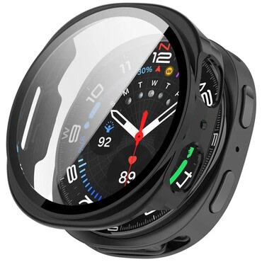Trden TPU ovitek z zaščitnim steklom za Samsung Galaxy Watch8 40mm - črn