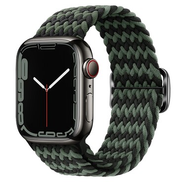Pleten pas za uro Apple Watch (42 / 44 / 45 / 46 / 49 mm) - black green Pleten pas za uro Apple Watch (42 / 44 / 45 / 46 / 49 mm) - black green