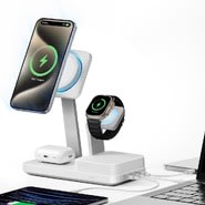 Premium brezžična polnilna postaja ESR 6v1 "HaloLock CryoBoost" za polnjenje 6 naprav 100W - bela