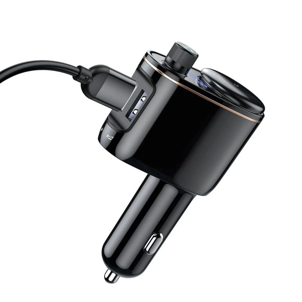 FM Bluetooth sprejemnik in avtopolnilec Baseus S-06 z MP3/USB podporo, 100W cigaretnim priključkom in LED zaslonom - črn