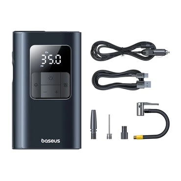 Avto kompresor Baseus PrimeTrip VA1 z možnostjo žične in brezžične uporabe, svetilko in power bank funkcijo - black