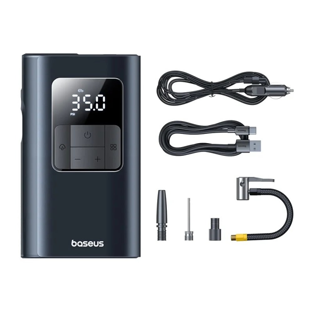 Avto kompresor Baseus PrimeTrip VA1 z možnostjo žične in brezžične uporabe, svetilko in power bank funkcijo - black
