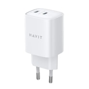 Stenski 45W polnilec Havit UC45W z 2x USB-C priključkom - bel Stenski 45W polnilec Havit UC45W z 2x USB-C priključkom - bel