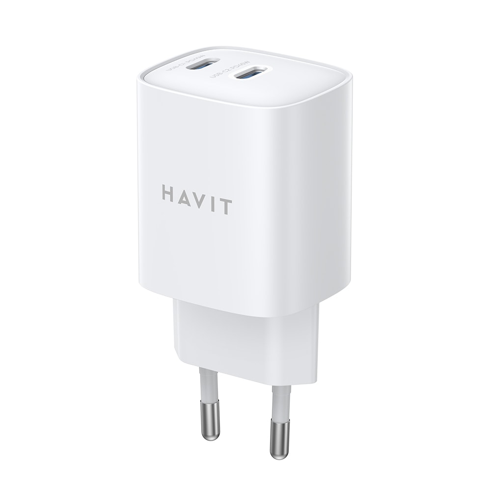 Stenski 45W polnilec Havit UC45W z 2x USB-C priključkom - bel