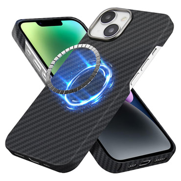 Premium ovitek Techsuit Aramid Fiber z MagSafe podporo za iPhone 14 - black