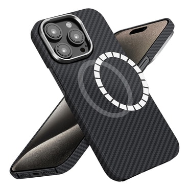 Premium ovitek Techsuit Aramid Fiber z MagSafe podporo za iPhone 15 Pro Max - black