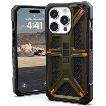 Ovitek UAG "Monarch" za iPhone 15 Pro - kevlar element green