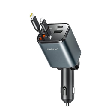 Avtopolnilec Joyroom "CCL05" 4v1 z USB-C in USB-A vhodom ter dvema izvlečnima kablom USB-C in Lightning 30W - črn Avtopolnilec Joyroom "CCL05" 4v1 z USB-C in USB-A vhodom ter dvema izvlečnima kablom USB-C in Lightning 30W - črn
