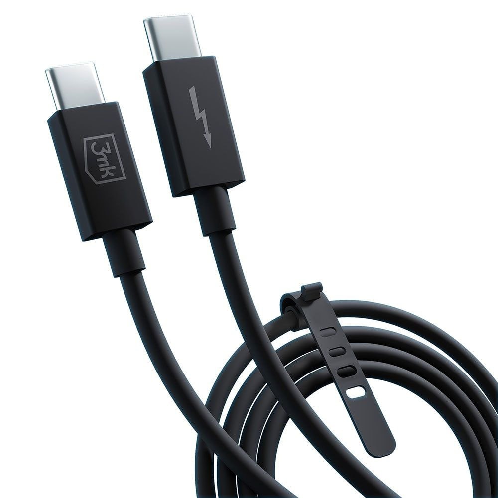 USB-C v USB-C kabel 3mk "Hyper Thunderbolt 3" - podatkovni in video kabel z USB 4.0, 240W, 40 Gbps prenosom in podporo za 8K resolucijo - 1m - črn
