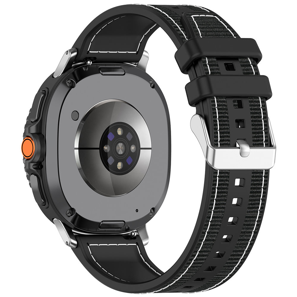 Techsuit pas za uro Samsung Galaxy Watch8 40 mm / Watch8 44 mm / Watch8 Classic 46 mm iz silikona in najlona - črn