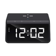 Brezžična polnilna postaja Havit 6v1 "W320" za vse Qi podprte naprave z budilko, žičnim polnjenjem, uro, nočno RGB lučko in modernim izgledom - 15W - črna