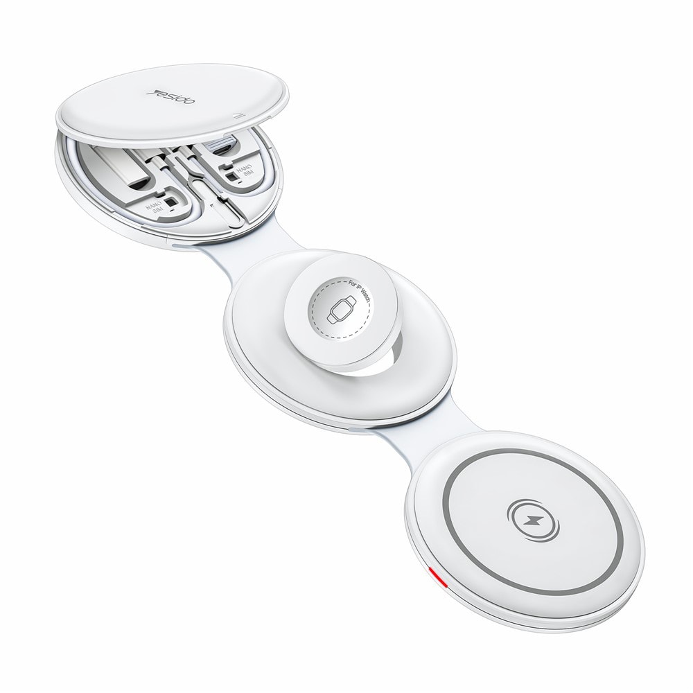 Zložljiva brezžična QI polnilna postaja in stojalo 5v1 Yesido "DS29" za naprave Apple - bela