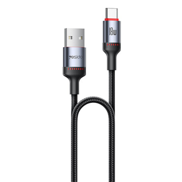 USB-A v USB-C pleten polnilni in podatkovni kabel Yesido "CA129C" 3A in 480 MBps - 1.2m - črn USB-A v USB-C pleten polnilni in podatkovni kabel Yesido "CA129C" 3A in 480 MBps - 1.2m - črn