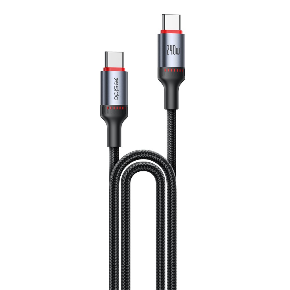 USB-A v USB-C pleten polnilni in podatkovni kabel Yesido "CA185" 240W in 480MBps - 1.2m - črn