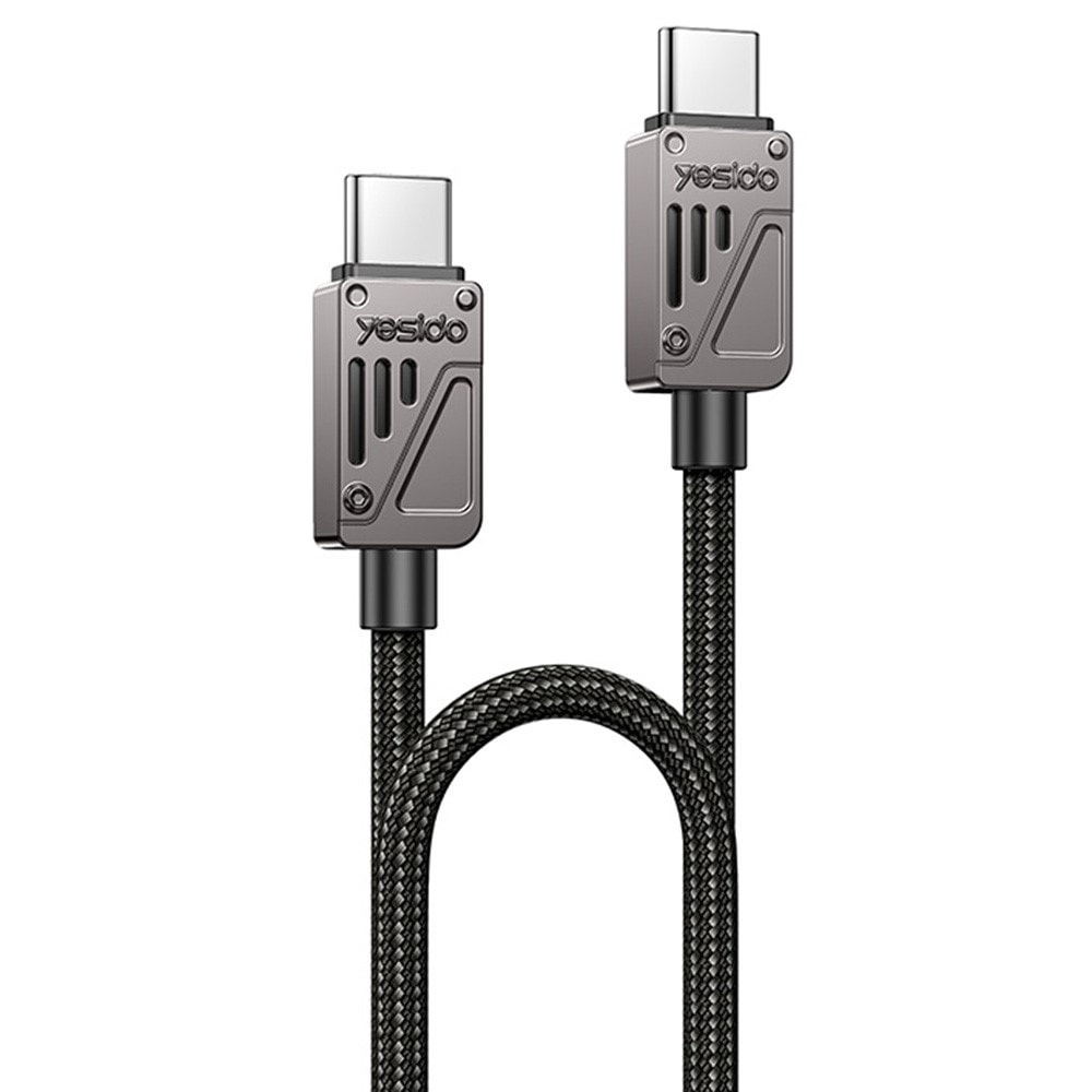 USB-C v USB-C pleten polnilni in podatkovni kabel Yesido "CA196" 60W in 480MBps - 1.2m - črn