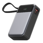 Power bank Acefast M21 20000 mAh s PD 65W hitrim polnjenjem, vgrajenim kablom in digitalnim zaslonom - srebrn