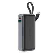 Power bank Acefast M7 10000 mAh z vgrajenim USB-C kablom, LED indikatorjem in 30W hitrim polnjenjem - črn