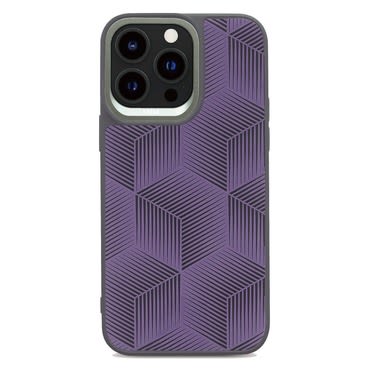Ovitek Kajsa "Splendid Series 3D Cube" z geometrijskim vzorcem za iPhone 15 Plus - vijoličen