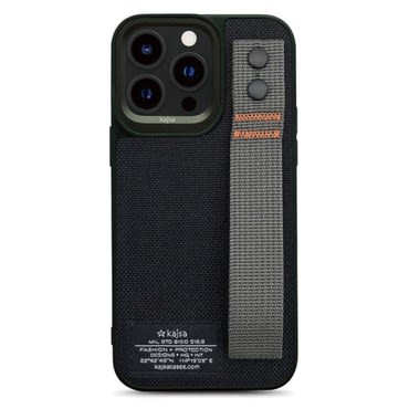 Ovitek Kajsa "Military Collection" s pasom in ojačano zaščito robov za iPhone 15 - črn