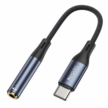 USB-C v ženski audio 3.5 mm razdelilni adapter Yesido "YAU38" z DAC - črn