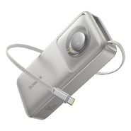 Power bank Baseus "Free2Pull" z enim USB-C izhodom in vgrajenim izvlečnim USB-C kablom, 65W - 20000 mAh - siv