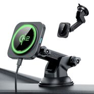 Magnetno držalo z brezžičnim polnjenjem Qi2 ESR "HaloLock" za armaturno ploščo, 15W - črno