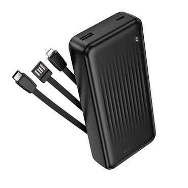Power bank Borofone BJ79A 20000 mAh 74Wh z vgrajenimi USB-A / USB-C / Lightning kabli - črn