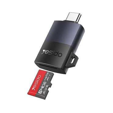 Čitalec kartic Yesido GS38 USB-C za TF / MicroSD do 1TB kartice - siv