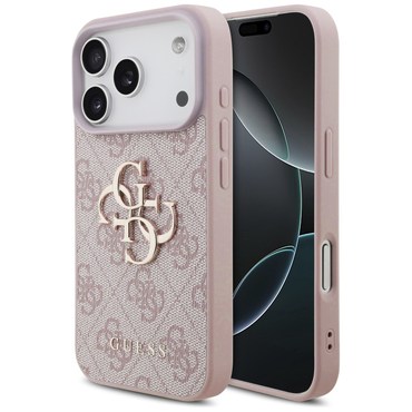 Originalen trden TPU ovitek Guess "4G Big Metal Logo" za iPhone 17 Pro Max - pink