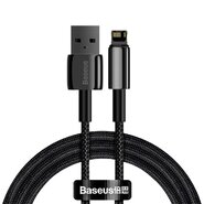 Pleten polnilni in podatkovni 2.4A USB-A v Lightning kabel Baseus "Tungsten Gold" - 1m - črn