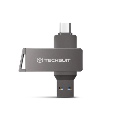 USB ključek Techsuit "THSM20064" USB-A in USB-C 3.0 64GB - siv
