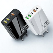 Stenski polnilni adapter 65W Techsuit PentaxPower "CHC2" GaN, s tremi USB in dvema USB-C izhodoma