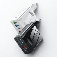 Stenski polnilec Techsuit PentaXPower "CHC1" 65W s 5 izhodi (3× USB + 2× USB-C PD) in GaN tehnologijo