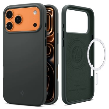Ovitek Spigen "Silicone Fit Mag" z magnetom za brezžično polnjenje za iPhone 17 Pro Max - abyss green