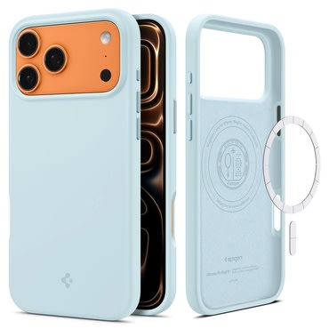 Ovitek Spigen "Silicone Fit Mag" z magnetom za brezžično polnjenje za iPhone 17 Pro - mute blue