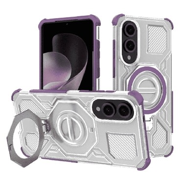 Hibridni ovitek "Carbon Shield Pro" za Samsung Galaxy S25 Edge - purple transparent