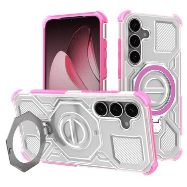 Hibridni ovitek "Carbon Shield Pro" za Samsung Galaxy S25 - pink transparent