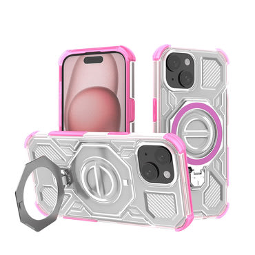 Hibridni ovitek "Carbon Shield Pro" za iPhone 15 - pink transparent