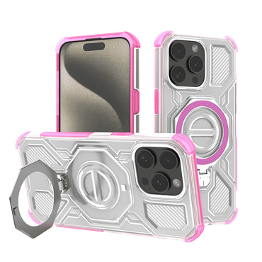 Hibridni ovitek "Carbon Shield Pro" za iPhone 15 Pro Max - pink transparent